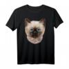 Nettes siamesisches Kätzchen, flaumiges Katzengesicht T-Shirt – Kreatives Design für Katzenliebhaber und Tierfreunde mit Humor
