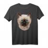Nettes siamesisches Kätzchen, flaumiges Katzengesicht T-Shirt – Kreatives Design für Katzenliebhaber und Tierfreunde mit Humor
