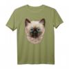 Nettes siamesisches Kätzchen, flaumiges Katzengesicht T-Shirt – Kreatives Design für Katzenliebhaber und Tierfreunde mit Humor