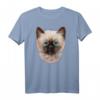 Nettes siamesisches Kätzchen, flaumiges Katzengesicht T-Shirt – Kreatives Design für Katzenliebhaber und Tierfreunde mit Humor