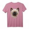 Nettes siamesisches Kätzchen, flaumiges Katzengesicht T-Shirt – Kreatives Design für Katzenliebhaber und Tierfreunde mit Humor