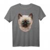 Nettes siamesisches Kätzchen, flaumiges Katzengesicht T-Shirt – Kreatives Design für Katzenliebhaber und Tierfreunde mit Humor