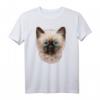 Nettes siamesisches Kätzchen, flaumiges Katzengesicht T-Shirt – Kreatives Design für Katzenliebhaber und Tierfreunde mit Humor