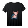 Damen No Hair Don't Care Pop Art Sphynx Katze T-Shirt mit V-Ausschnitt – Lustiges Geschenk für Katzenliebhaber, Haarlose & Humorvolle Tierfreunde