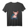 Damen No Hair Don't Care Pop Art Sphynx Katze T-Shirt mit V-Ausschnitt – Lustiges Geschenk für Katzenliebhaber, Haarlose & Humorvolle Tierfreunde