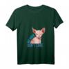 Damen No Hair Don't Care Pop Art Sphynx Katze T-Shirt mit V-Ausschnitt – Lustiges Geschenk für Katzenliebhaber, Haarlose & Humorvolle Tierfreunde