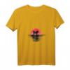 Damen Tibetischer Mastiff T-Shirt mit japanischem Sonnenuntergang - Retro Hundedesign in Rot mit V-Ausschnitt, ideal als Geschenk für Hundeliebhaber