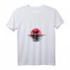 Damen Tibetischer Mastiff T-Shirt mit japanischem Sonnenuntergang - Retro Hundedesign in Rot mit V-Ausschnitt, ideal als Geschenk für Hundeliebhaber