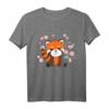 Rote Panda Kawaii T-Shirt mit Kirschblüten – Süßes Tierdesign für Kinder, Anime, Manga, Cosplay & Otaku Fans im 90er Stil