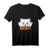 Damen Cat Boo Ghost Lustiges Halloween Tier Haustier T-Shirt mit V-Ausschnitt – Perfekt für Katzenliebhaber, Kinder & Halloween Kostümideen