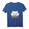 Damen Cat Boo Ghost Lustiges Halloween Tier Haustier T-Shirt mit V-Ausschnitt – Perfekt für Katzenliebhaber, Kinder & Halloween Kostümideen