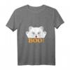 Damen Cat Boo Ghost Lustiges Halloween Tier Haustier T-Shirt mit V-Ausschnitt – Perfekt für Katzenliebhaber, Kinder & Halloween Kostümideen