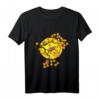 Herbst Vogel T-Shirt mit buntem Laub und Sonnenuntergang - Japanisches Design für Natur- und Vogel-Liebhaber