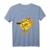 Herbst Vogel T-Shirt mit buntem Laub und Sonnenuntergang - Japanisches Design für Natur- und Vogel-Liebhaber
