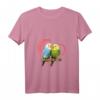 Damen Wellensittich T-Shirt mit Herz - Vogel Geschenk für Tierliebhaber, Papageien- und Wellensittichfans, V-Ausschnitt