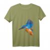 Damen Vogel Eisvogel T-Shirt mit V-Ausschnitt - Leichtes, klassisch geschnittenes Shirt mit doppelt genähten Ärmeln