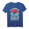 Flamingos machen mich glücklich du nicht so sehr - Retro Vogel T-Shirt für Flamingo- und Tierliebhaber, Vintage 60er/70er Style