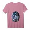 Damen HapFrog T-Shirt mit Fee und Wolf - Magisches Design, V-Ausschnitt, Fantasy & Gothic Motiv