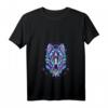 Damen Geometric Wolf | Psychedelic Wolf Eyes T-Shirt mit V-Ausschnitt – Künstlerisches Tiermotiv für Modebewusste Frauen