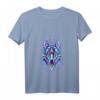 Damen Geometric Wolf | Psychedelic Wolf Eyes T-Shirt mit V-Ausschnitt – Künstlerisches Tiermotiv für Modebewusste Frauen
