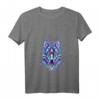 Damen Geometric Wolf | Psychedelic Wolf Eyes T-Shirt mit V-Ausschnitt – Künstlerisches Tiermotiv für Modebewusste Frauen