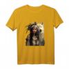 Indische Indianer-Frau mit weißem Wolf Vintage-Geschenke T-Shirt – Humorvolles, sarkastisches Native American Design für Männer, Frauen, Teenager & Kinder