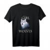 Just A Girl Who Loves Wolves Damen Mädchen T-Shirt – Süßes Wolfsmotiv, Perfekt als Geschenk für Wolfsfans zu Weihnachten, Geburtstag, Muttertag und mehr