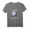 Just A Girl Who Loves Wolves Damen Mädchen T-Shirt – Süßes Wolfsmotiv, Perfekt als Geschenk für Wolfsfans zu Weihnachten, Geburtstag, Muttertag und mehr