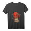 Damen Kraken Oktopus Tintenfisch Buchliebhaber T-Shirt mit V-Ausschnitt – Lustiges Meerestier Design, Geschenkidee für Buch- und Meeresfans